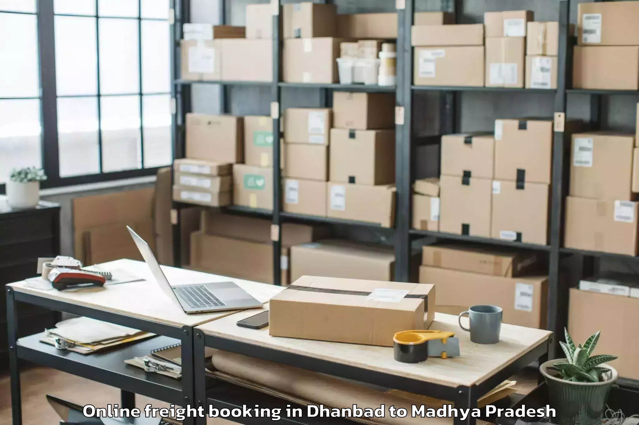 Book Dhanbad to Kurwai Online Freight Booking Online